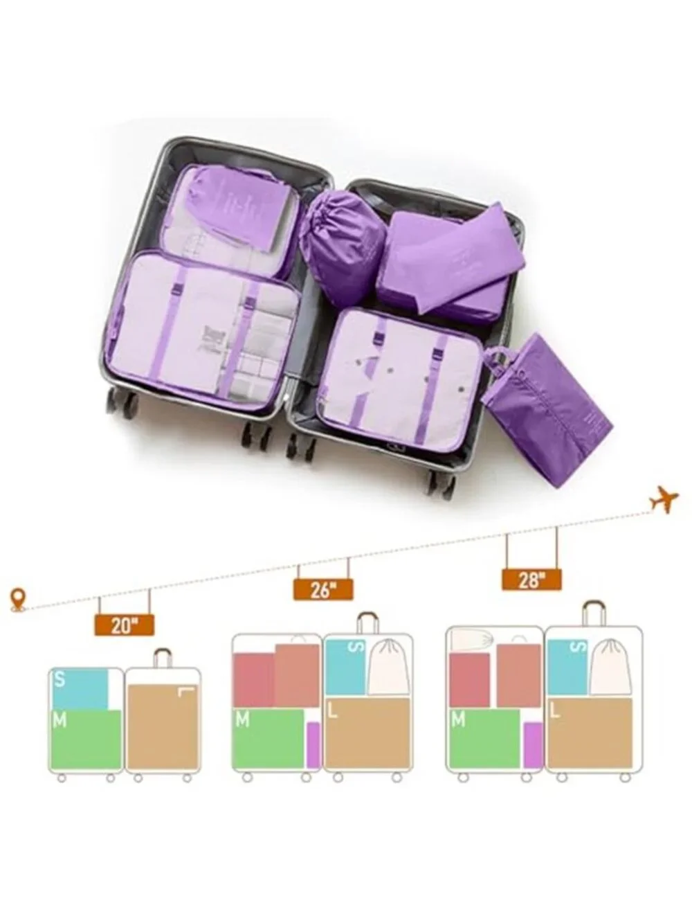 Travel Packing Cubes Set Luggage Organizer Bags Suitcase Compression Storage